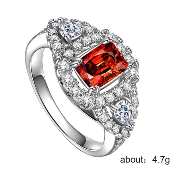 ✨ 925 Silver Plated Trendy Red CZ Ring For Women, FB16FA1046 - Picture 4 of 5